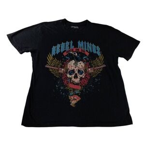 Rebel‎ Minds T Shirt Short Sleeve Cotton GRAPHICS W SKULL Size 2XL Black